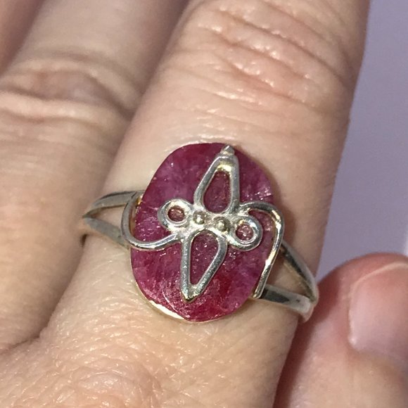 Sterling Silver Faceted Natural Ruby Ring Size, 7 1/2 - Picture 8 of 9